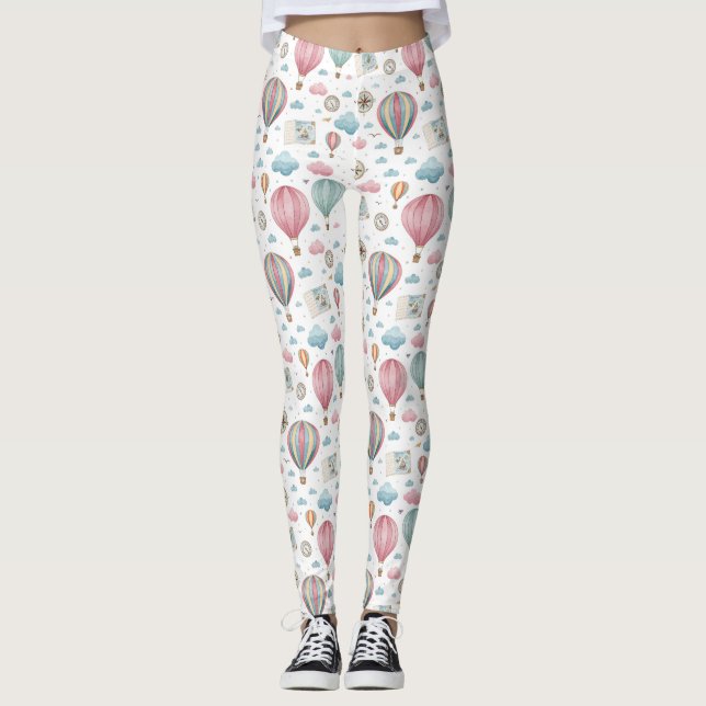Leggings Motif Montgolfière Vintage (1) (Devant)