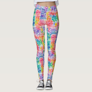 Leggings Motif mosaïque aquarelle coloré abstrait amusant