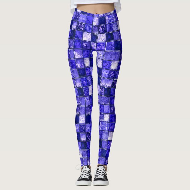 Leggings Motif mosaïque bleu (Devant)
