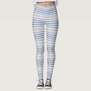 Leggings Motif Motif Tribal Aztec bleu orange