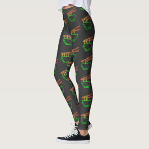 Leggings Motif Neon Asian Noodle Bowl