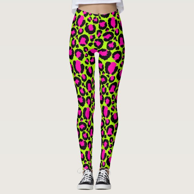 Leggings Motif Neon Cheetah, Garçons Filles & Enfants, Leop (Devant)