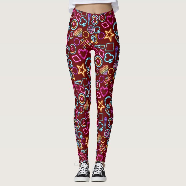 Leggings Motif Neon Light des années 80 vintage 01x4 DR (Devant)