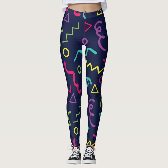 Leggings Motif néon rétro Memphis des années 80 (Devant)