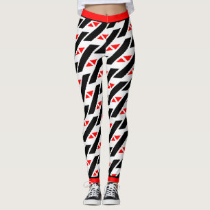 Leggings Motif noir blanc rouge Abstrait absolu