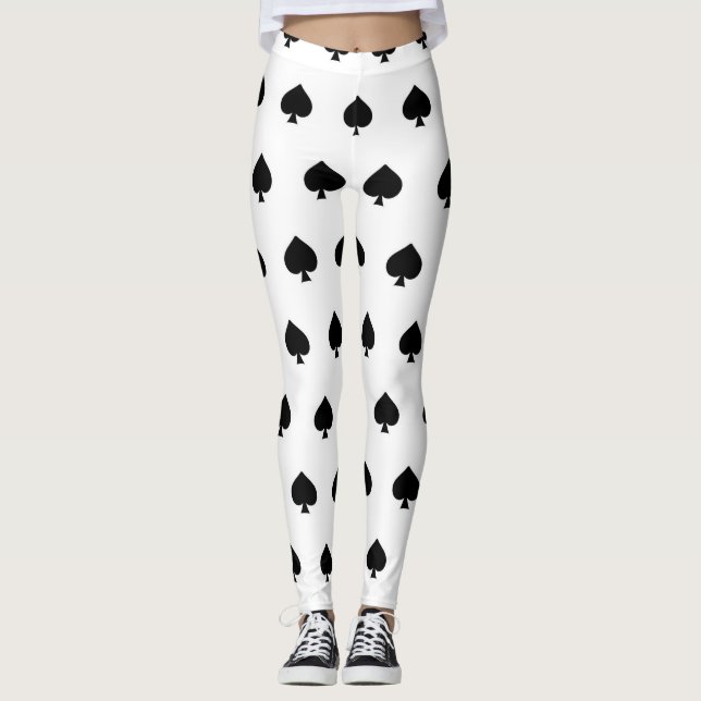 Leggings motif noir de pelles sur le blanc (Devant)