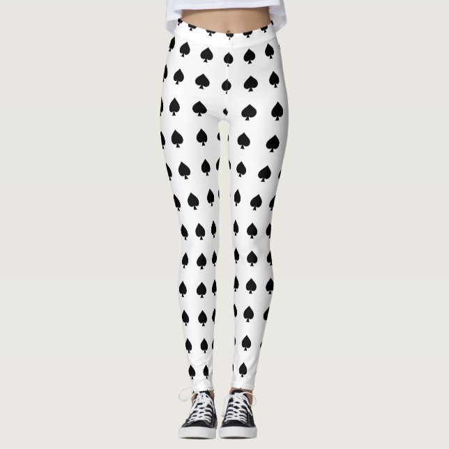 Leggings motif noir de pelles sur le blanc (Devant)