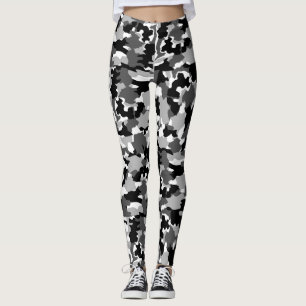 Leggings Motif noir et blanc de camouflage d'armée