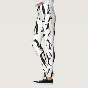Leggings motif noir et blanc de pingouins