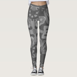 Leggings motif noir et blanc dessiné à la main