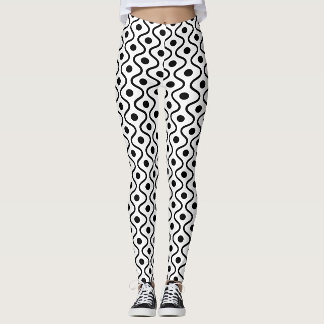 Leggings Motif noir et blanc élégant (Devant)