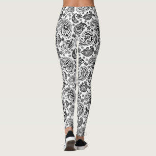 Leggings Motif noir et blanc Ornate Paisley 2