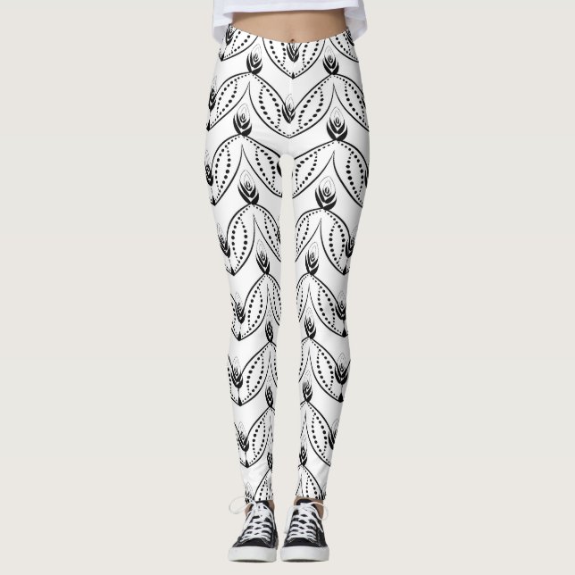 Leggings Motif noir et blanc sans couture (Devant)