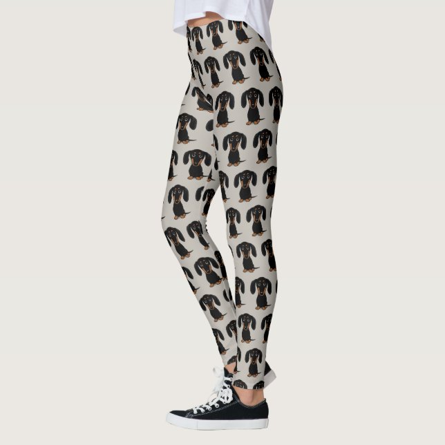 Leggings Motif noir et bronzage enduit doux mignon de (Gauche)