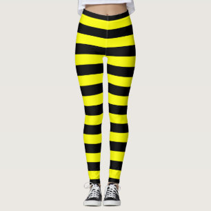 Leggings Motif noir et jaune de rayures