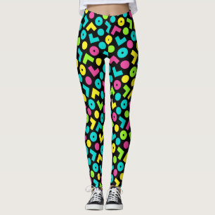Leggings motif noir et néon des années 80/90