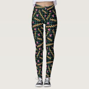 Leggings motif noir et néon des années 80/90