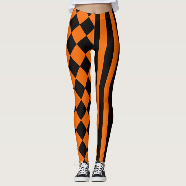 Leggings Motif noir et orange de Halloween de mélange (Devant)