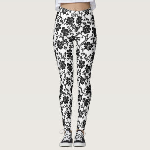 Leggings Motif noir fleur délicat