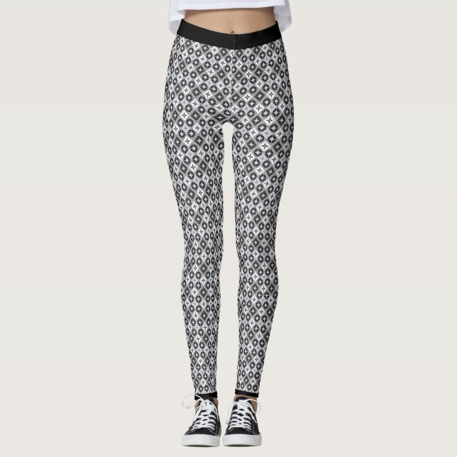 Leggings Motif noir, gris et blanc (Devant)