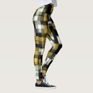 Leggings Motif noir jaune d'abrégé sur blanc