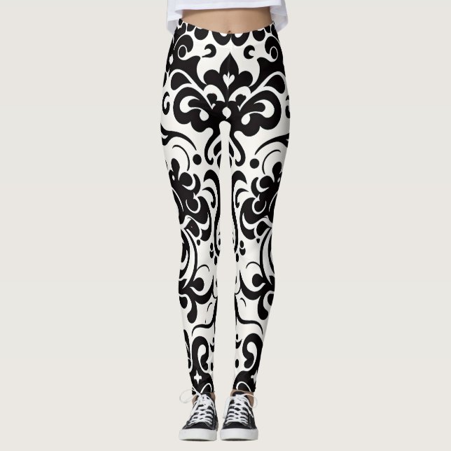 Leggings Motif noir noir Damask (Devant)