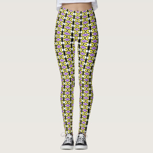 Leggings motif non binaire blanc de base B
