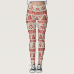Leggings Motif nordique rouge de chandail de Knit d'arbre<br><div class="desc">Habillez votre garde-robe d'hiver avec ces guêtres de haute qualité d'amusement comportant un ensemble rouge de motif d'arbre de Noël sur un fond bronzage.  Perfectionnez pour les vacances ou les activités et les séances d'entraînement quotidiennes d'hiver.</div>