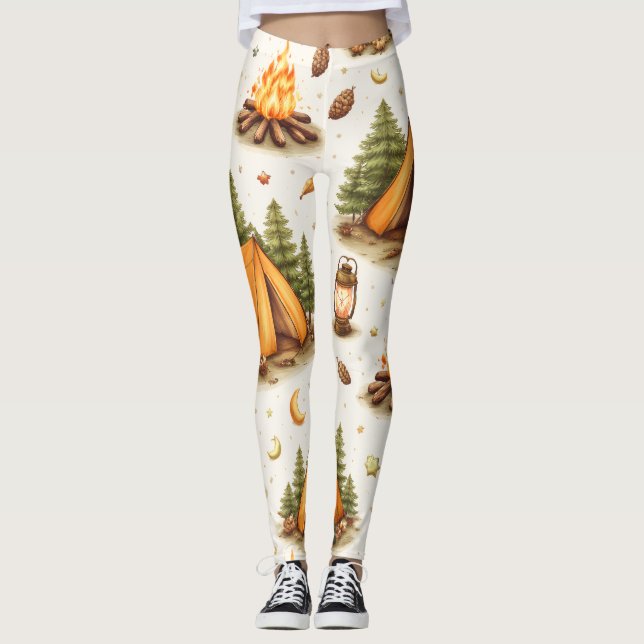 Leggings motif Nuits sylvestres Camping (Devant)