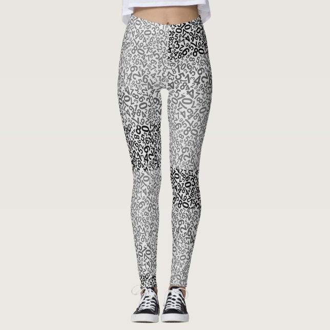 Leggings Motif numérique 01 avec fond gris clair (Devant)