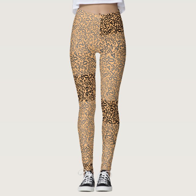 Leggings Motif numérique 01 avec fond jaune orange (Devant)