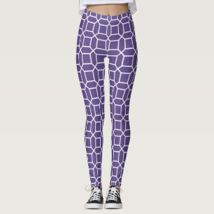 Leggings Motif octogone art déco blanc sur ultra violet