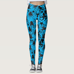 Leggings Motif octopus.w LBlue BG