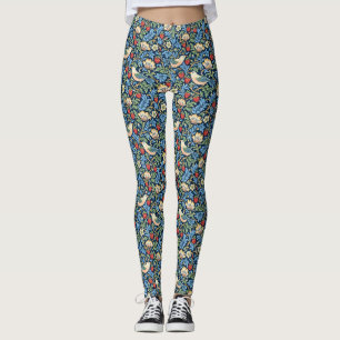 Leggings Motif Oiseau Vintage, Fraise et Fleur