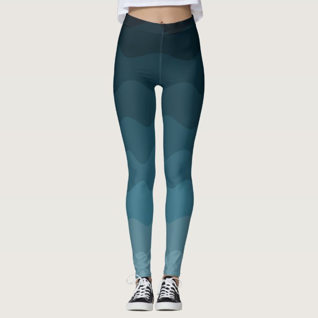 Leggings Motif Ombre Blue Waves (Devant)