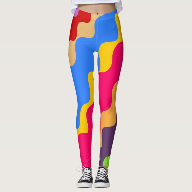 Leggings Motif ondulé rétro coloré (Devant)