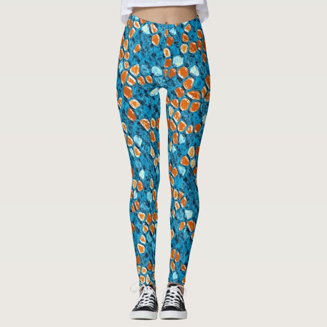 Leggings Motif orange et bleu (Devant)