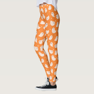 Leggings Motif Orange Ghost Doodle