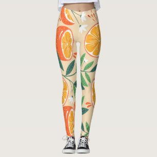 Leggings Motif orange sans couture, art vintage abstrait.