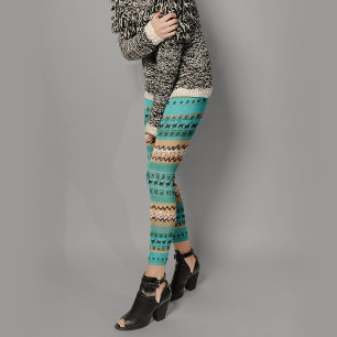 Leggings Motif orange sarcelle 
