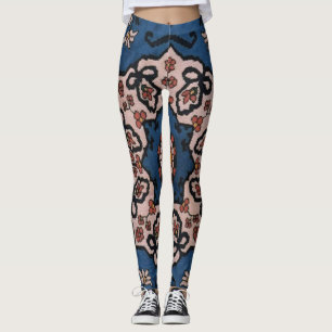 Leggings Motif oriental bleu turc