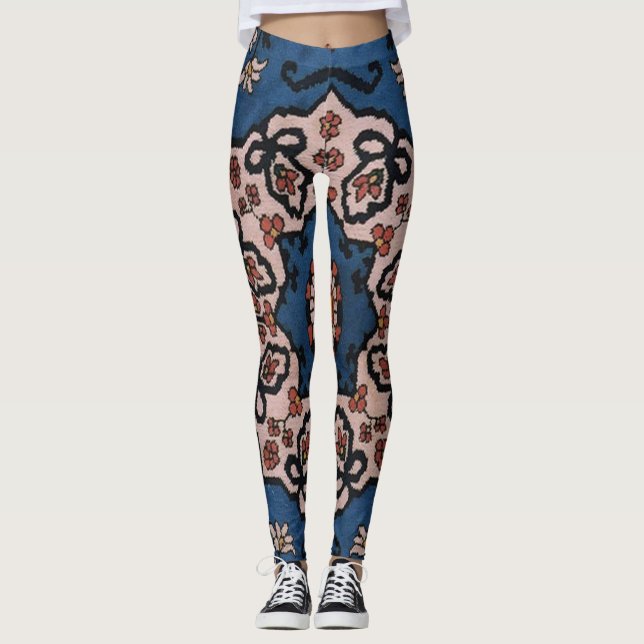 Leggings Motif oriental bleu turc (Devant)