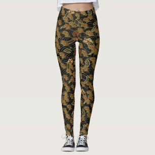 Leggings Motif oriental du dragon de mer