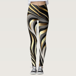 Leggings Motif original noir, or et argent