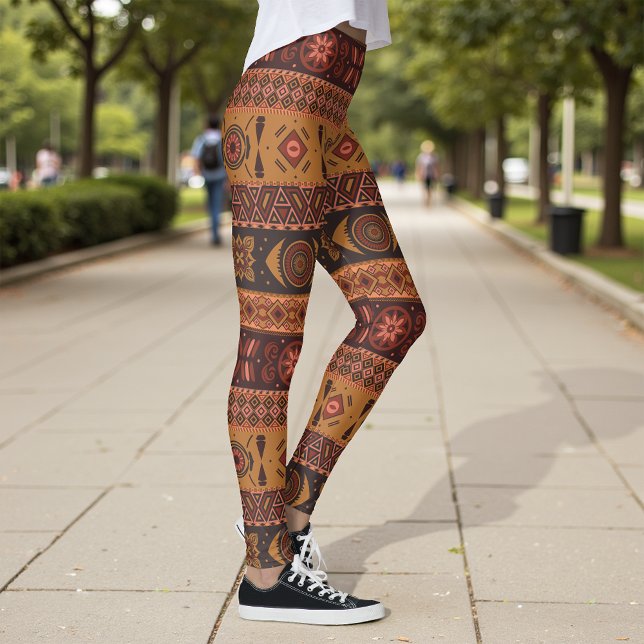 Leggings Motif ornemental tribal de terre cuite moderne (Créateur téléchargé)