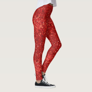 Leggings Motif pailleté rouge scintillant