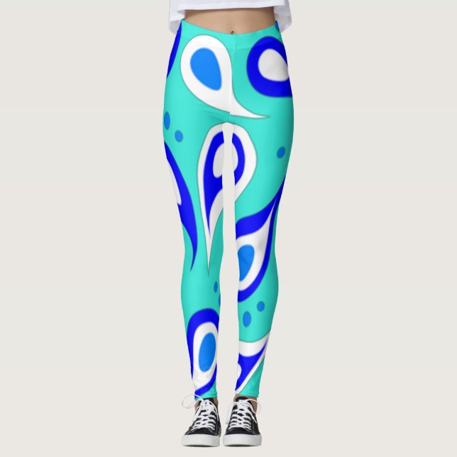 Leggings Motif Paisley bleu clair (Devant)