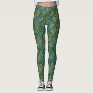 Leggings Motif Paisley Paon Vert