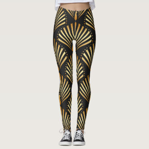 Leggings Motif paon d'or Art déco