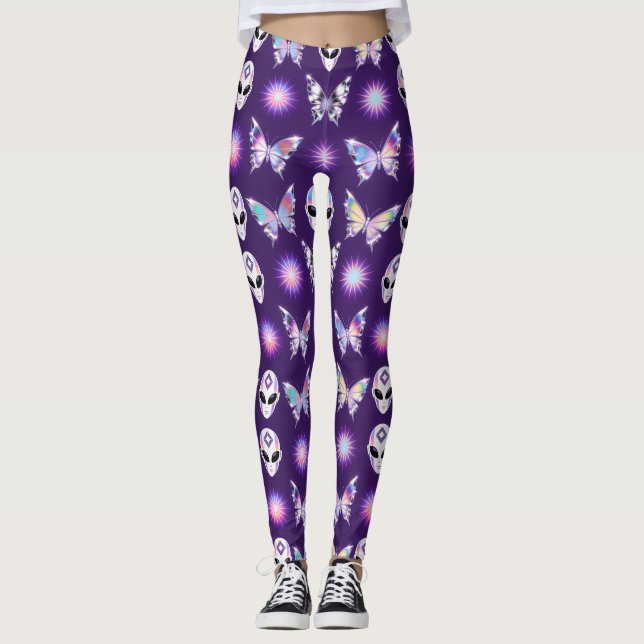 Leggings Motif papillon alien cosmique (Devant)